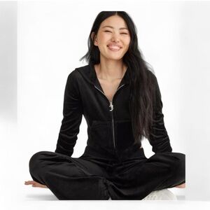 Juicy Couture Black Hooded  pants set velour sz small nwt